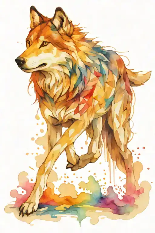 Wolf Running And Triquetra