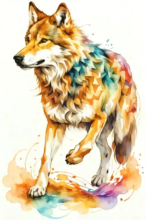 Wolf Running And Triquetra