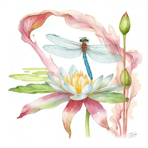 Dragonfly Resting On A Water Lily