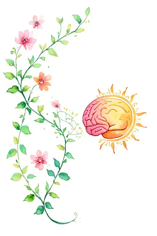 Vine Connecting Other Tattoos I Have A Brain With Flowers And Sun