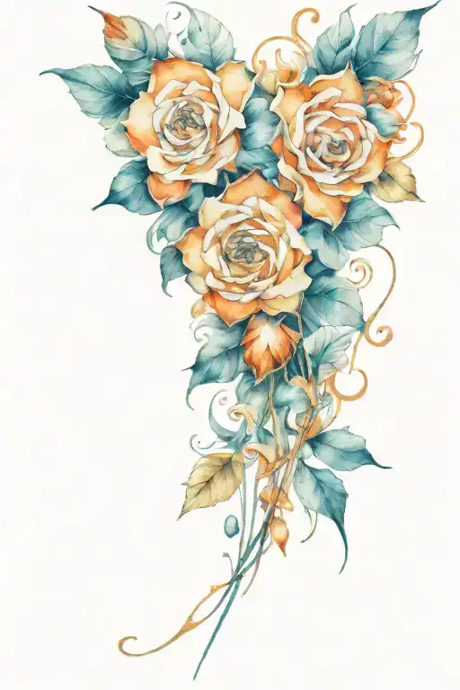 Blue Ink Line Drawing Whole Arm Sleeve