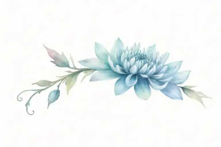 Chrysanthemum With Petals And Smoke Under The Collarbone