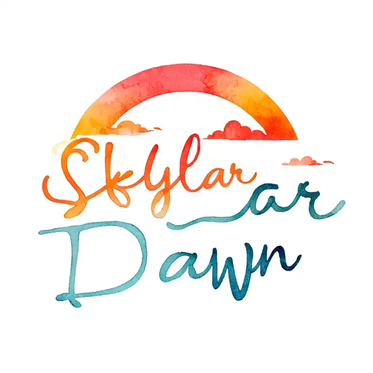 Sunrise And Dawn Sky With The Name Skylar Dawn Spelled In The Orange And Red And Colorful Sky