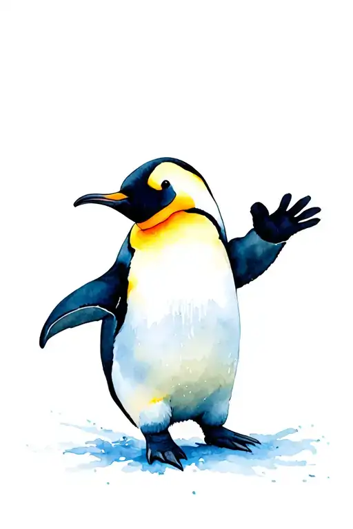 Emperor Penguin Waving His Flipper