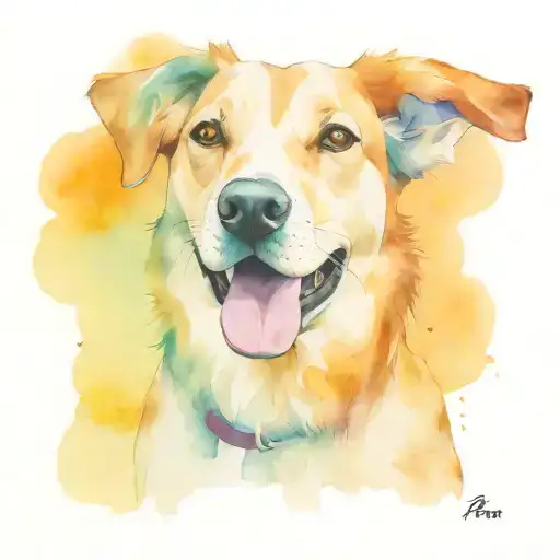 Dog Portrait With Tongue Out And His Ears