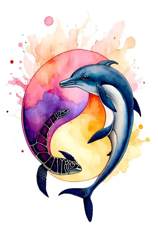 Turtle And Dolphin Yin Yang