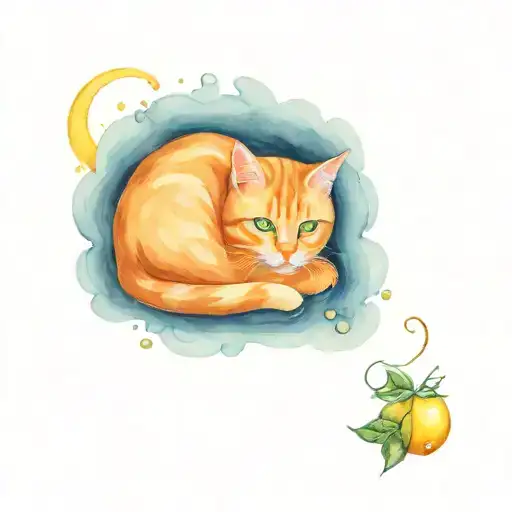 Orange Cat And Lemon