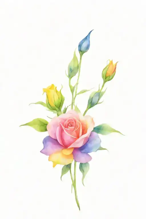 Rainbow Rose And Blue Rose And Iris And Mary Gold And Aster And Daisy And Carnation
