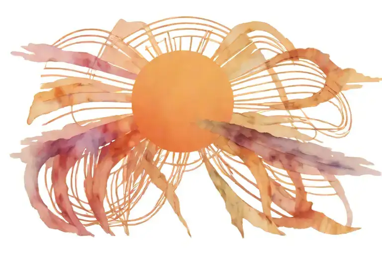 Sun Rays And Bands Alternating With Lines