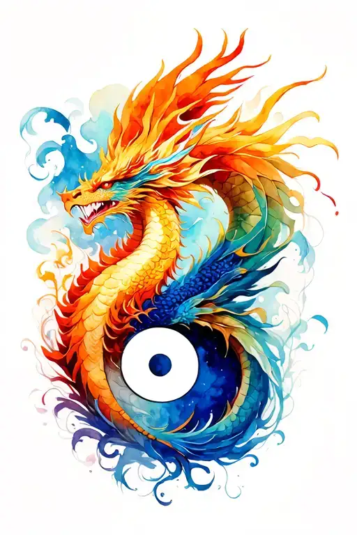 Dragon And Phoenix And Yin Yang