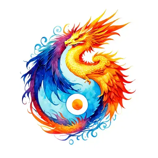 Dragon And Phoenix And Yin Yang