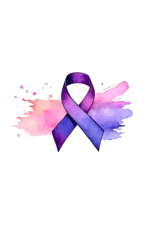 Thyroid Cancer Ribbon Crossed With Recovery Ribbons