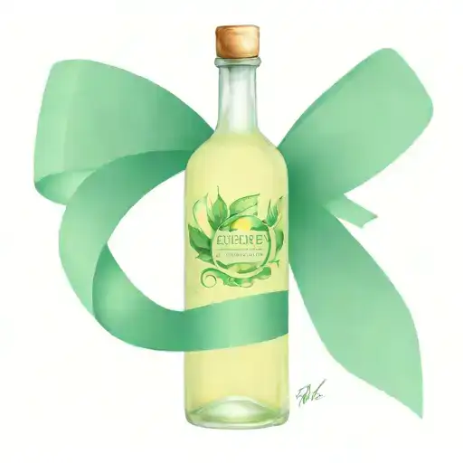 Broken Tequila Bottle With A Green Fatty Liver Disease Ribbon