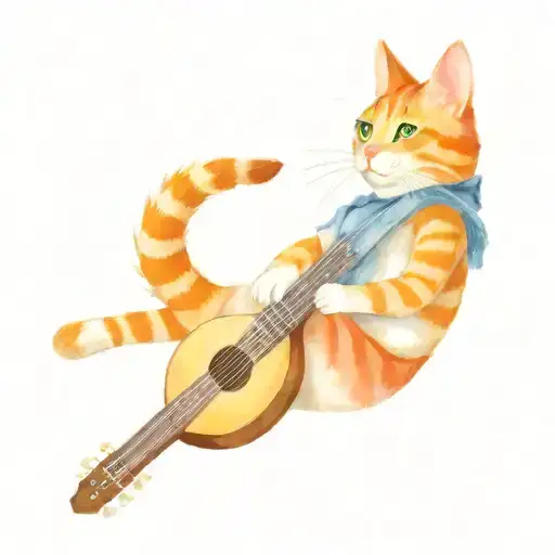 Tabby Cat Dressed As A Rogue Playing A Lute