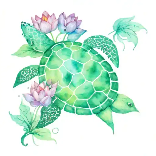 Lotus Flower Colored As Sea Turtle