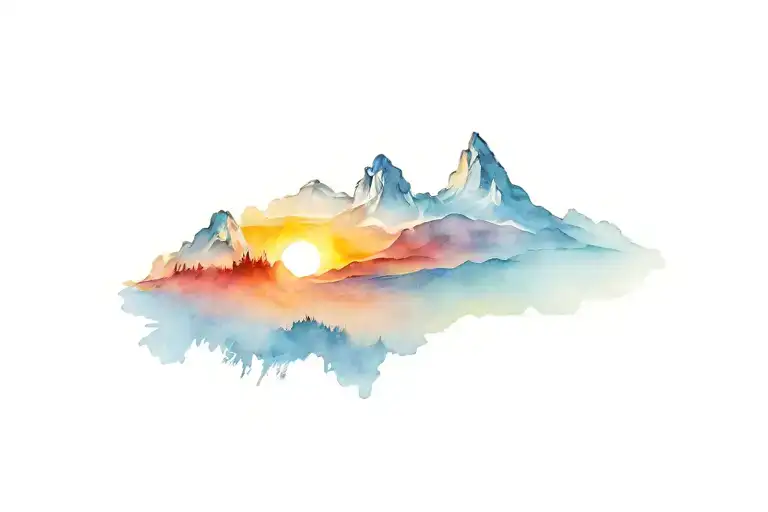 Mountain Sunset Water