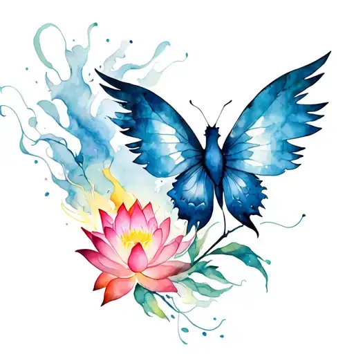 Phoenix Rising From The Ashes Butterfly Lotus Flower Blooming
