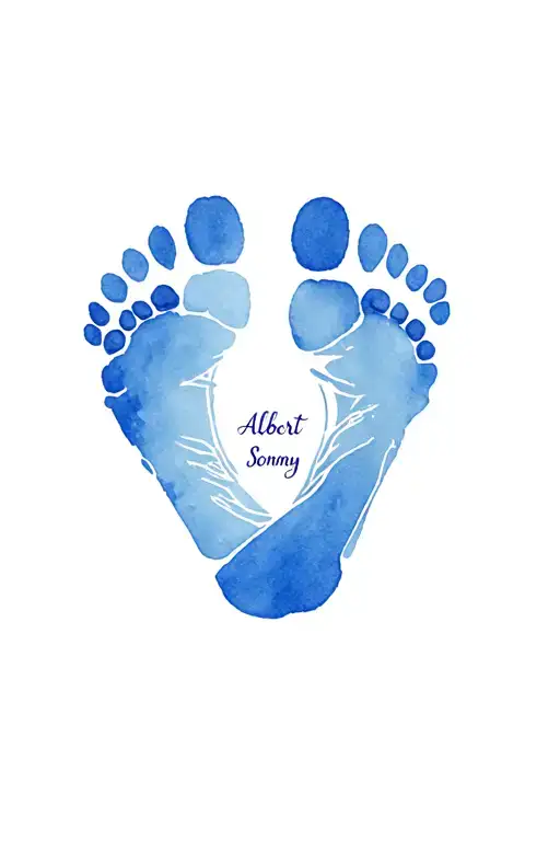 Memorial Piece For Baby Boy With Footprint With The Name 'Albert Sonny' In The Centre Of The Foot