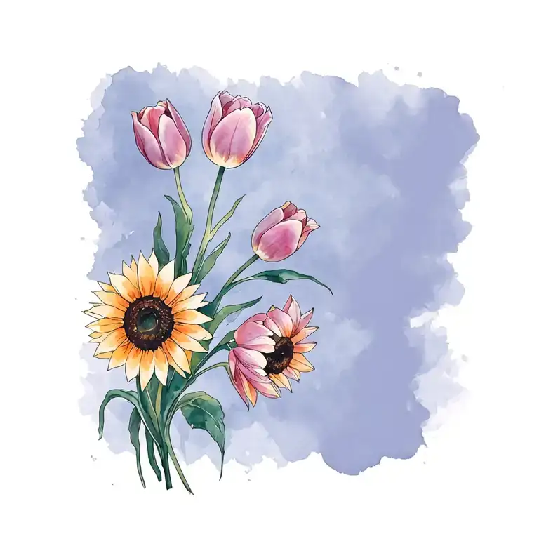 Tulip And Sunflowers