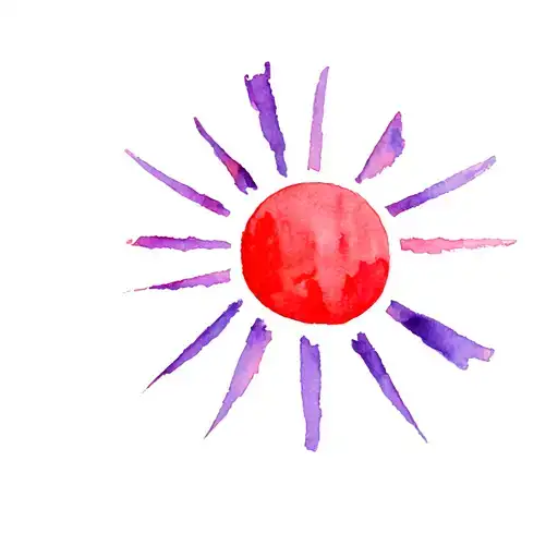Red Sun With Purple Rays Shining