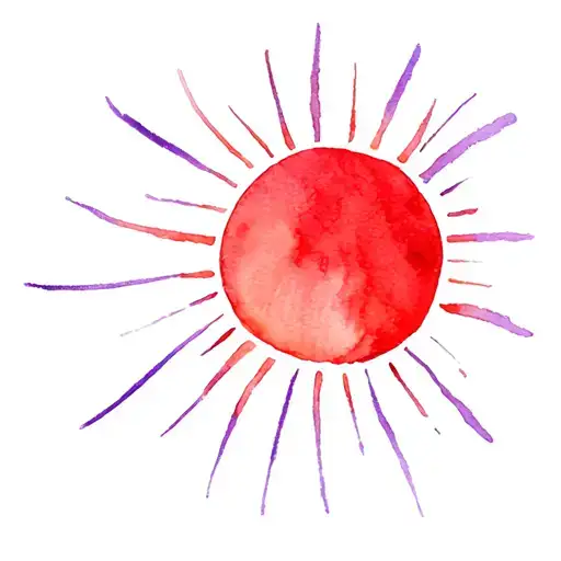 Red Sun With Purple Rays Shining