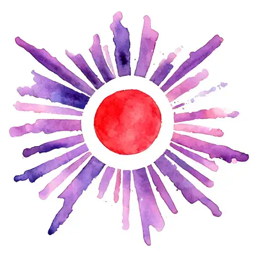 Red Sun With Purple Rays Shining