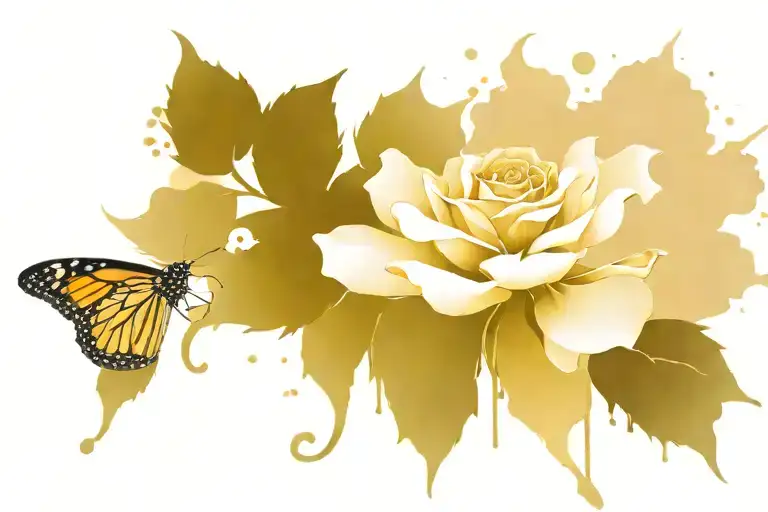 Monarch Butterfly Black Roses Blooming Flower