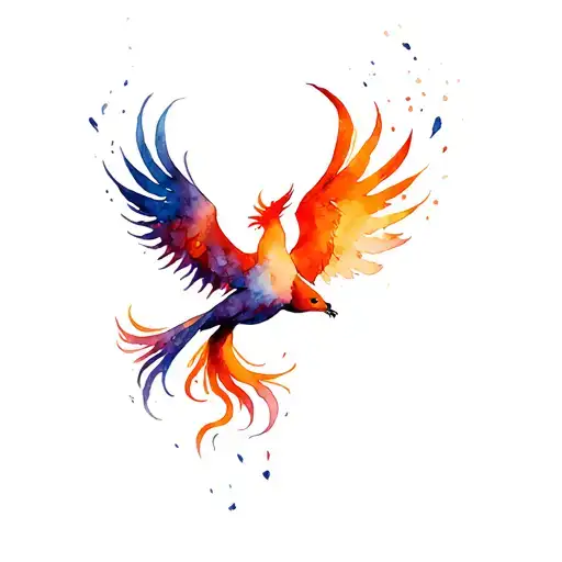 Phoenix Rising From Ashes Flying