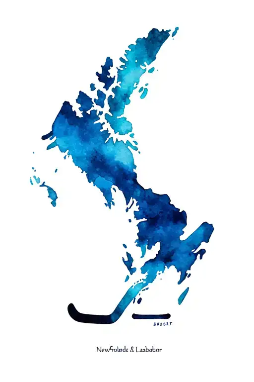 Newfoundland And Labrador Map With Hockey Sticks