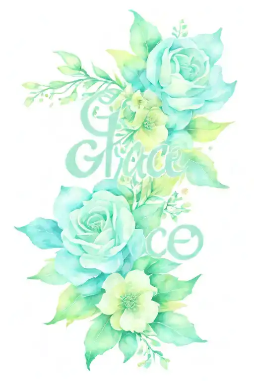 The Word Grace And Flowers