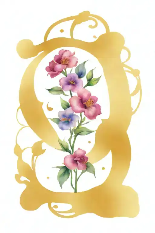 Sapphire With Flowers And The Gemini Zodiac Sign Intertwined