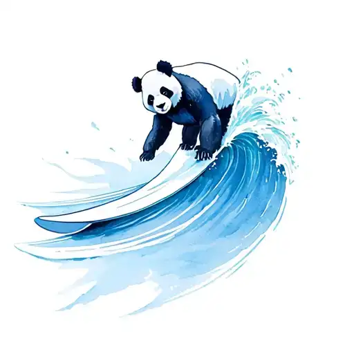 Panda Surfing Wave