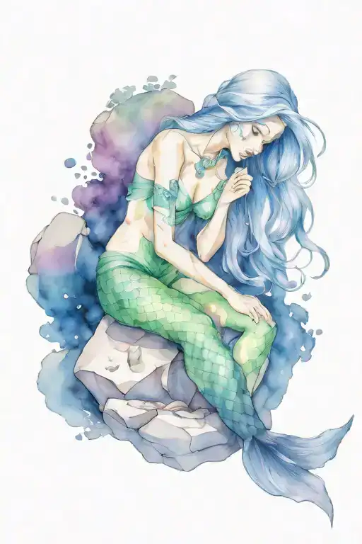 Mermaid Sitting On A Rock