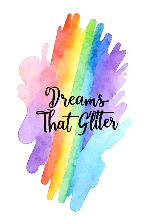 Rainbow Stripe With The Words 'Dreams That Glitter' In The Centre
