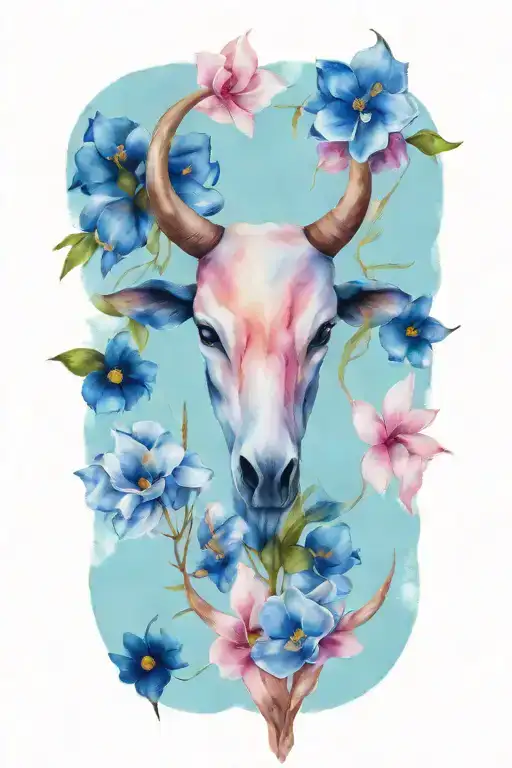 Long Horn And Blue Bonnets Incorporated Into The Design