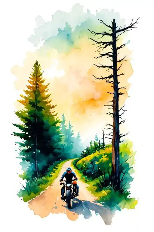 Sport Bike Trail Winding Road Leading