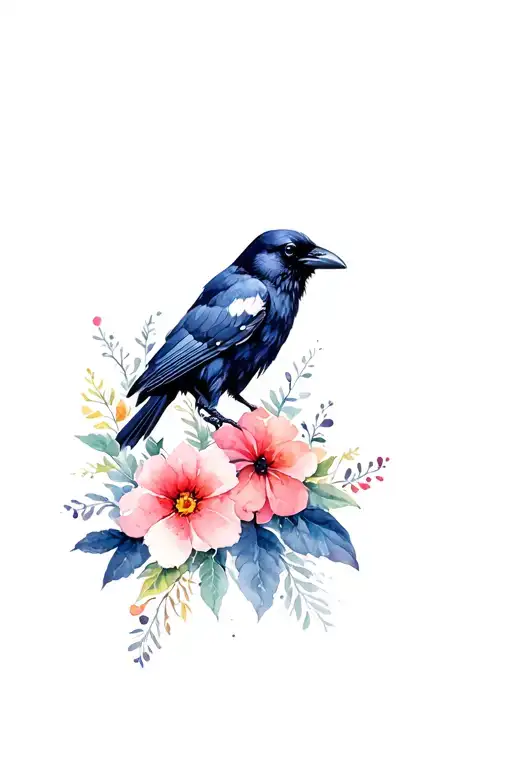 Crow And Flowers
