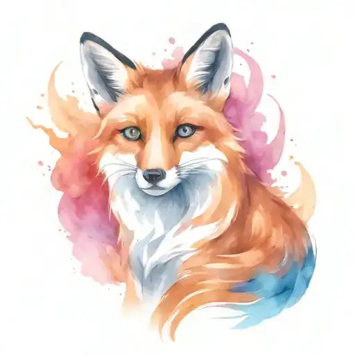 Fox With Blue Eyes With Fire