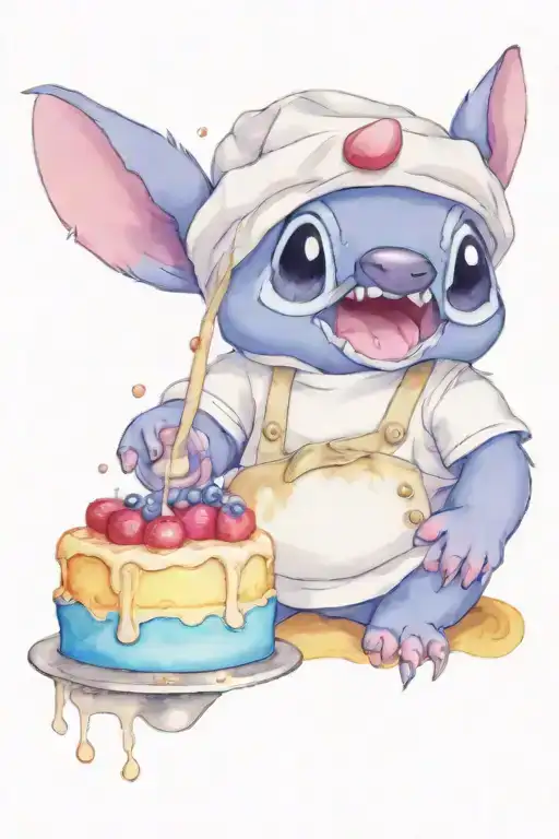 Stitch With A Chef Hat Baking A Cake