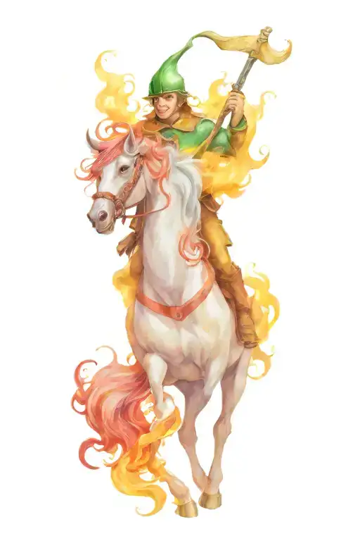 Elf Centaur Firefighter Wielding A Fire