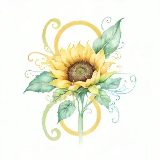 Sunflower And Hourglass Filled With Swirling