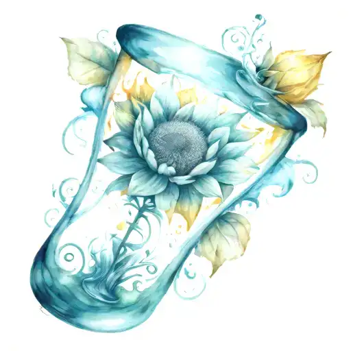 Hourglass Filled With Swirling Sunflower Blooming