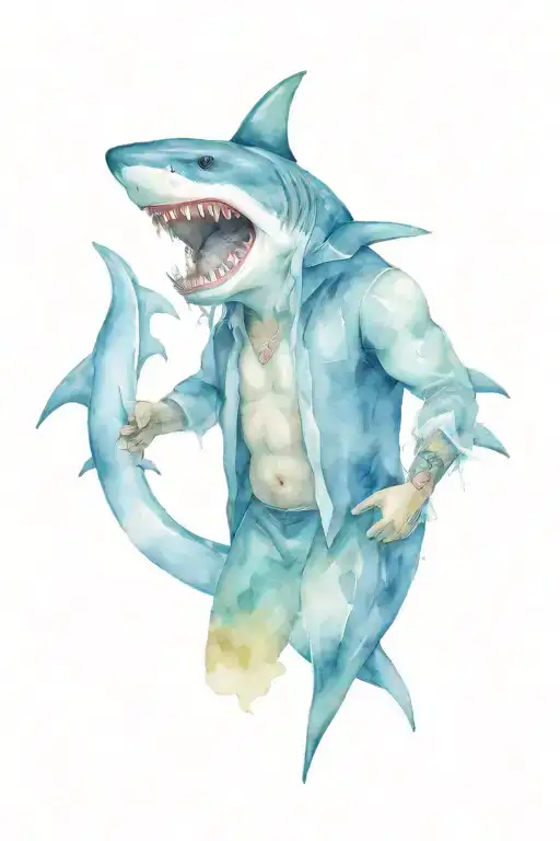 Poseidon Front Face With Shark Costume Standing