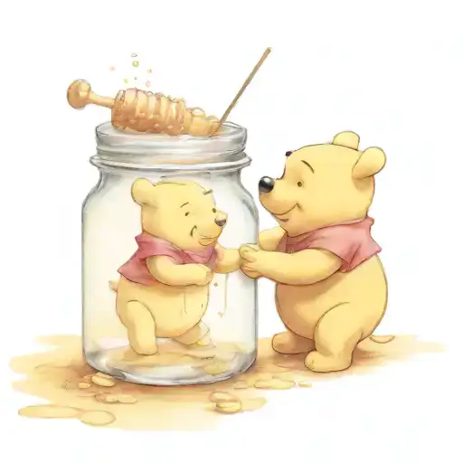 Winnie The Pooh Eating Honey Jar Overflowing With Love
