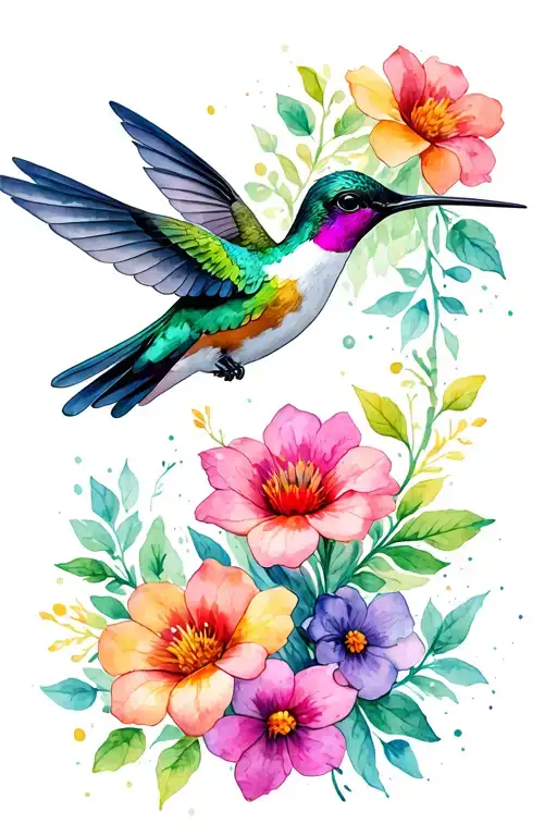 Hummingbird And Flowers With Kamden Kutler And Kenna In Handwriting