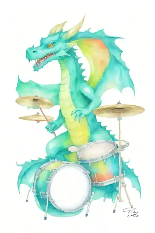 Dragon Playing The Drums
