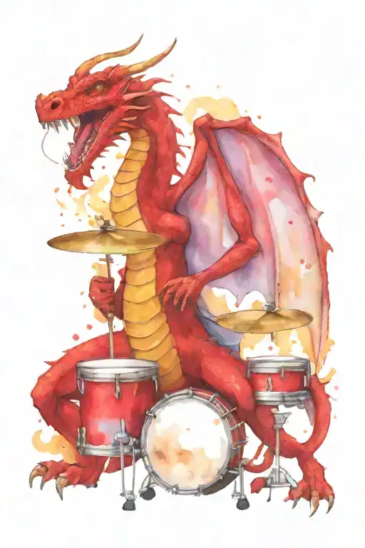 Red Dragon Playing The Drums