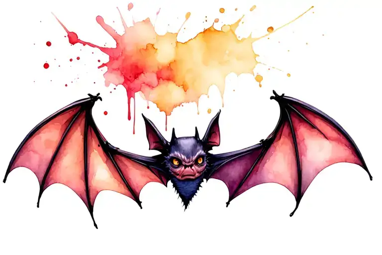 Bat Wings Spread Tattoo Splatter