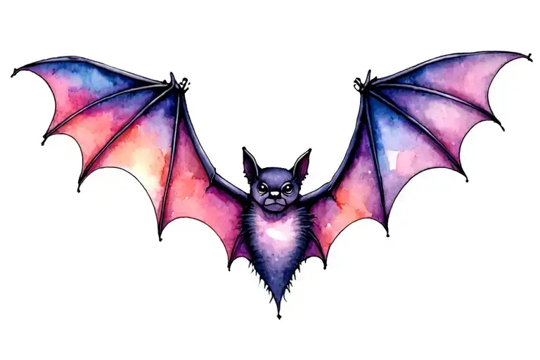 Bat Wings Spread Tattoo Straight Forward