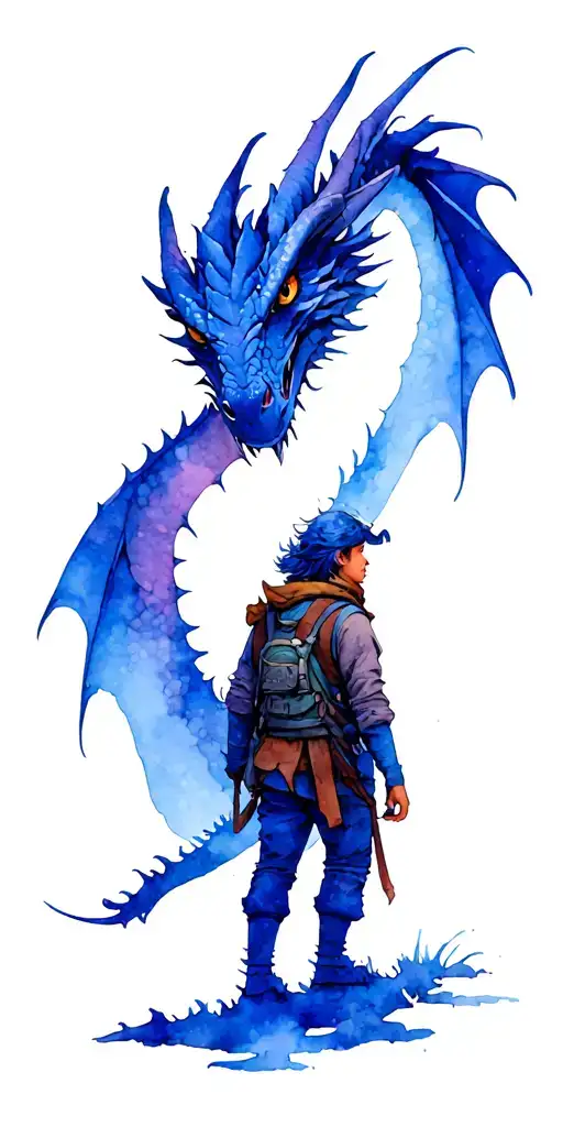 An Adventurer Heading Out On An Adventure With A Dragon Looming At The Top